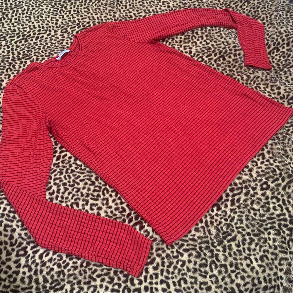 Zara red / black striped long sleeve top